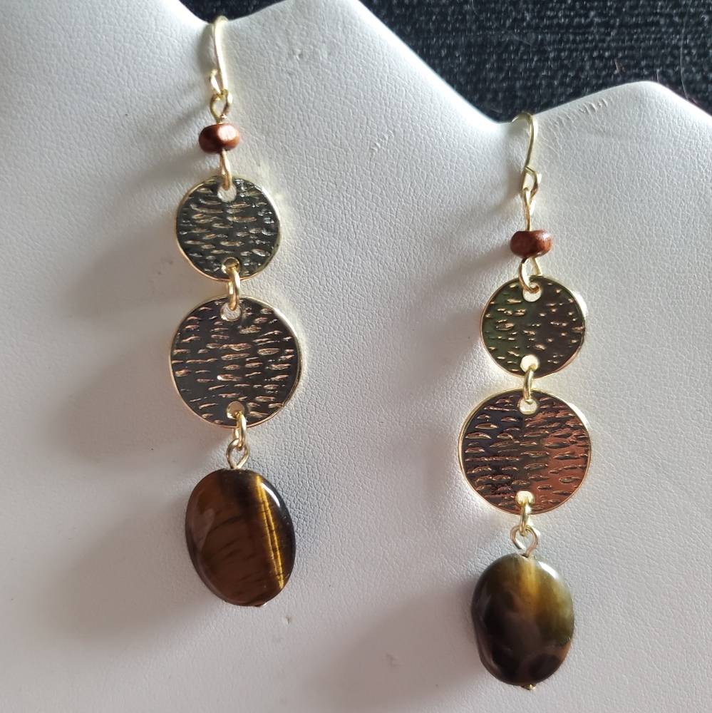 Gold and Tigers Eye Earings